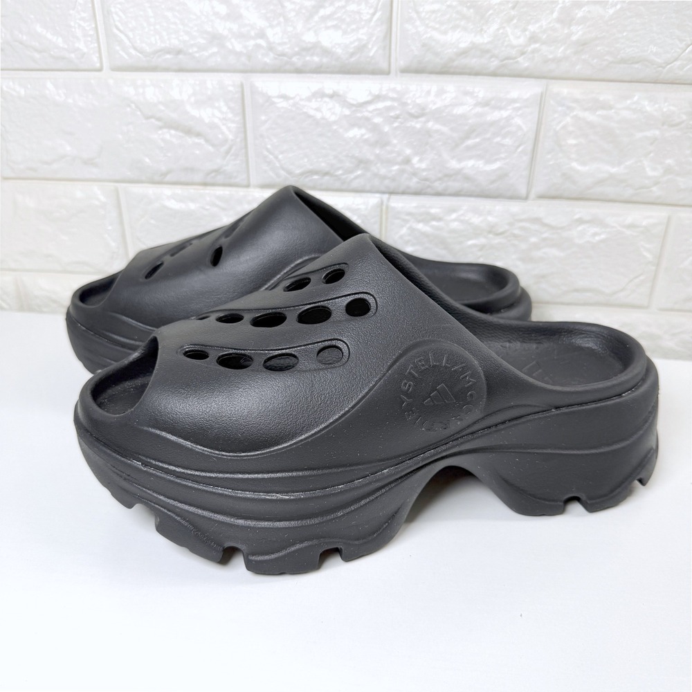 Adidas Stella McCartney Clogs Women's 9 Black Excellent Platform Slides GZ9117